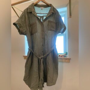 Vintage Olive Green Casual Dress
